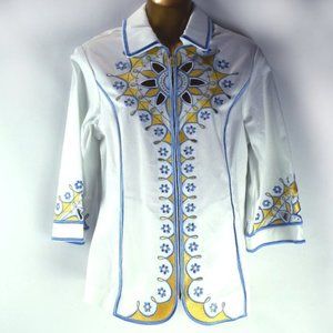 Bob Mackie Embroidered White Shirt Jacket New Tags